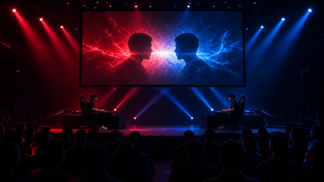 Two fighting-game stations facing each other